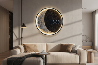 Современные LED настенные часы с луной — роскошные металлические часы для гостиной