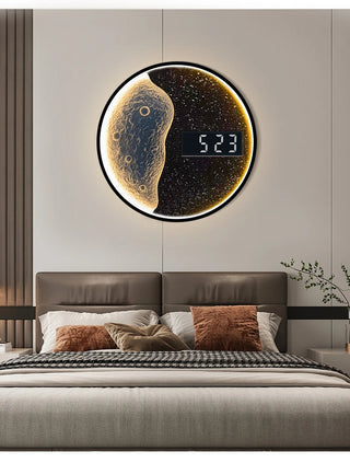 Современные LED настенные часы с луной — роскошные металлические часы для гостиной