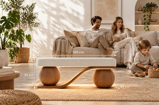 Sculptural Ball-Foot Upholstered Bench GraffitiWallArts