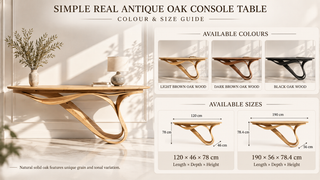 Sculptural Oak Wood Console Table with Curved Ribbon Base