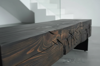 Smoked Solid Ash Wood Long Bench