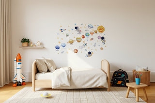 Solar System Astronaut Wall Stickers for Kids-GraffitiWallArts