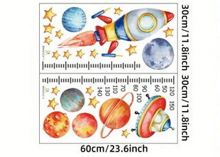 Space Rocket Kids Growth Chart Wall Decals
