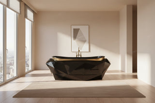 Stainless Steel Diamond Shaped Freestanding Bathtub Porcelain Metal Luxury Soaking Tub-Graffitiwallarts.com
