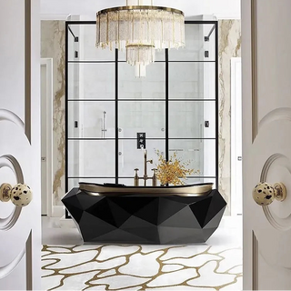 Stainless Steel Diamond Shaped Freestanding Bathtub Porcelain Metal Luxury Soaking Tub-Graffitiwallarts.com
