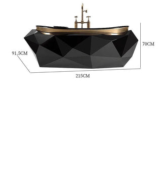Stainless Steel Diamond Shaped Freestanding Bathtub Porcelain Metal Luxury Soaking Tub-Graffitiwallarts.com