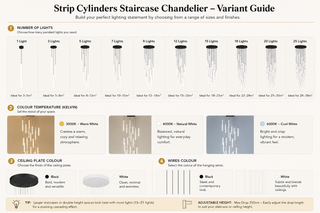 Strip Cylinders Staircase Chandelier – Sleek Acrylic LED Pendant, 1 to 25 Lights, 3 Colour Modes
