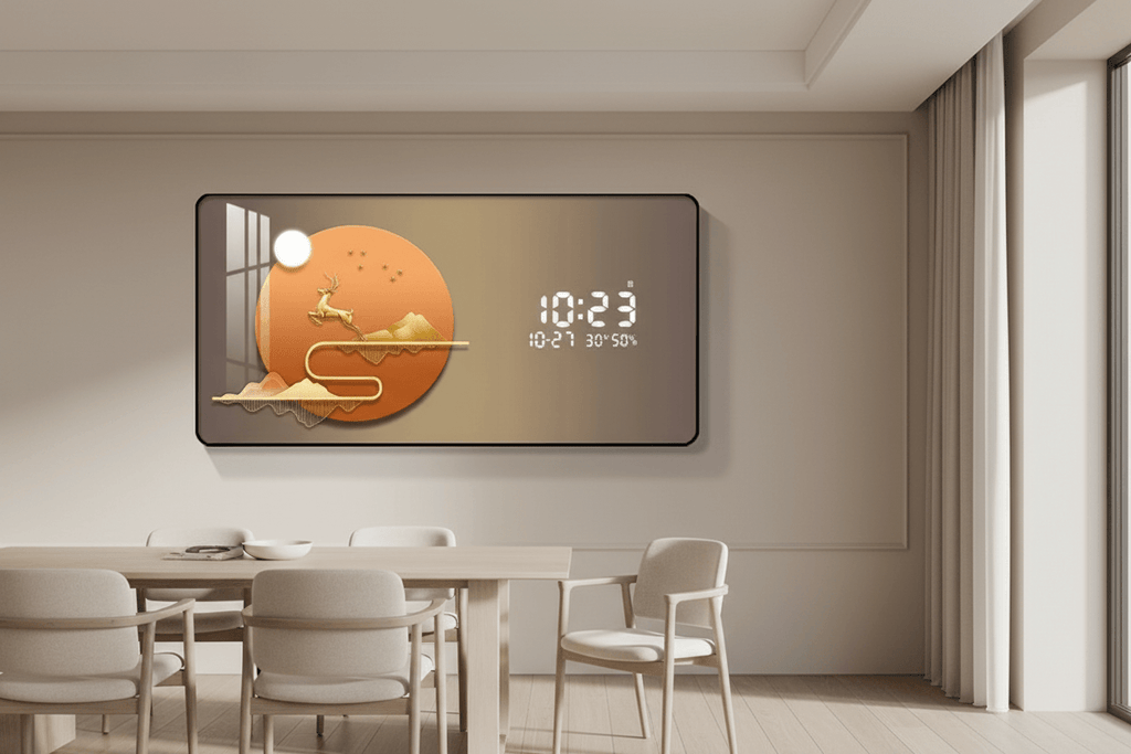Sunny Day Digital Wall Clock – Glass Crystal LED Hanging Clock with Ca ...