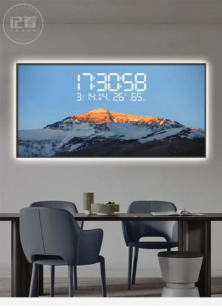 Sunrise Sunset Mountain Digital Wall Clock – LED Calendar Scenic Display-GraffitiWallArts.com