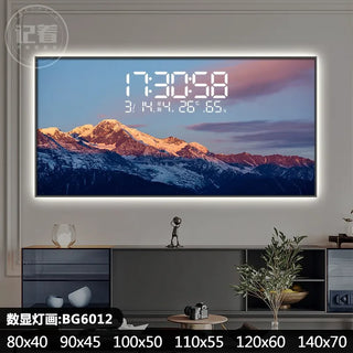 Sunrise Sunset Mountain Digital Wall Clock – LED Calendar Scenic Display-GraffitiWallArts.com