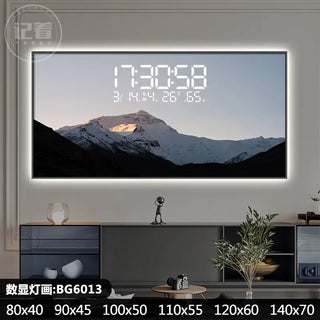 Sunrise Sunset Mountain Digital Wall Clock – LED Calendar Scenic Display-GraffitiWallArts.com