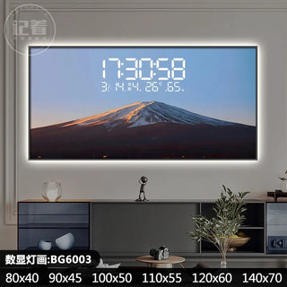 Sunrise Sunset Mountain Digital Wall Clock – LED Calendar Scenic Display-GraffitiWallArts.com