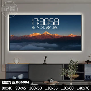 Sunrise Sunset Mountain Digital Wall Clock – LED Calendar Scenic Display-GraffitiWallArts.com