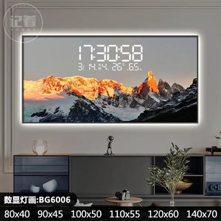 Sunrise Sunset Mountain Digital Wall Clock – LED Calendar Scenic Display-GraffitiWallArts.com