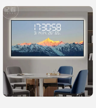 Sunrise Sunset Mountain Digital Wall Clock – LED Calendar Scenic Display-GraffitiWallArts.com