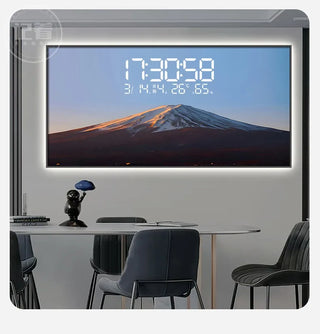Sunrise Sunset Mountain Digital Wall Clock – LED Calendar Scenic Display-GraffitiWallArts.com