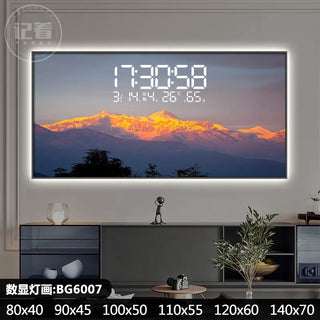 Sunrise Sunset Mountain Digital Wall Clock – LED Calendar Scenic Display-GraffitiWallArts.com