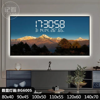 Sunrise Sunset Mountain Digital Wall Clock – LED Calendar Scenic Display-GraffitiWallArts.com