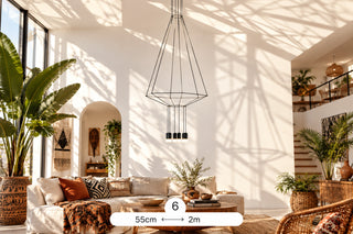 Wireflow LED Chandelier – Staircase Pendant in 6 Head Configurations