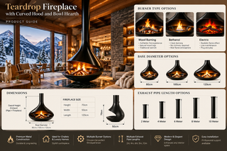 Teardrop Fireplace with Curved Hood and Bowl Hearth