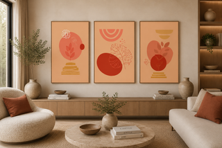 Terracotta Monstera Minimal Abstract Wall Art-Graffitiwallarts.com