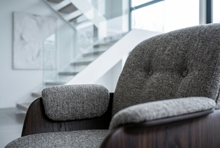Textured Fabric Dining Armchair with Buttoned Back-GraffitiWallArts