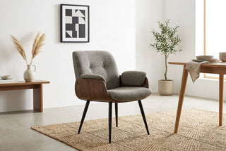 Textured Fabric Dining Armchair with Buttoned Back-GraffitiWallArts