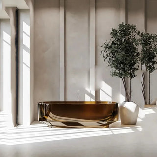Transparent Resin Freestanding Bathtub Tea Brown Soaking Tub-Graffitiwallarts