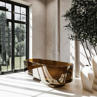 Transparent Resin Freestanding Bathtub Tea Brown Soaking Tub-Graffitiwallarts
