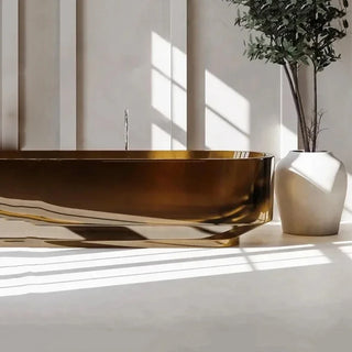 Transparent Resin Freestanding Bathtub Tea Brown Soaking Tub-Graffitiwallarts