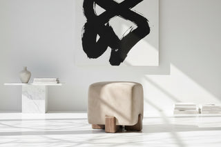 Two-Tone Upholstered Oak Stool Bench