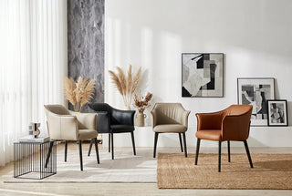 Upholstered Dining Armchair with Curved Wraparound Back-GraffitiWallArts
