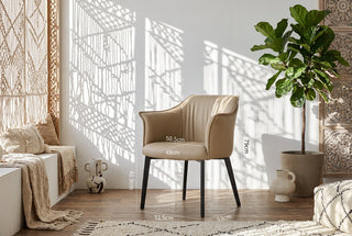 Upholstered Dining Armchair with Curved Wraparound Back-GraffitiWallArts