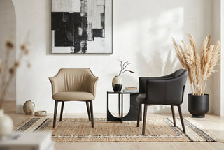 Upholstered Dining Armchair with Curved Wraparound Back-GraffitiWallArts