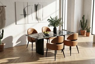 Upholstered Dining Armchair with Open Curved Back-GraffitiWallArts