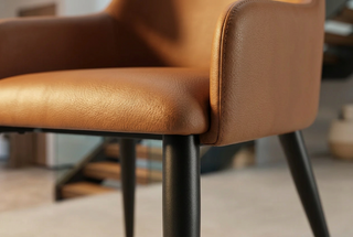Upholstered Dining Armchair with Open Curved Back-GraffitiWallArts