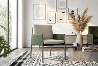 Upholstered Dining Armchair with Slim Metal Frame-GraffitiWallArts