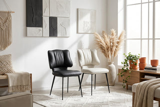 Upholstered Dining Chair with Stitched Curved Back-GraffitiWallArts