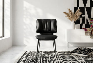 Upholstered Dining Chair with Stitched Curved Back-GraffitiWallArts