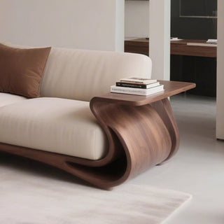 Wabi Sabi Walnut Wood Minimalist Sofa Set-GraffitiWallArt