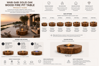Wabi-Sabi Solid Oak Wood Fire Pit Table