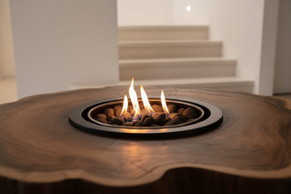 Wabi-Sabi Solid Oak Wood Fire Pit Table