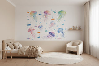 Watercolour Jellyfish Wall Stickers for Kids Rooms-GraffitiWallArts