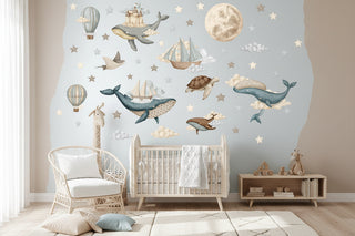Watercolour Ocean Balloon Wall Stickers for Kids-GraffitiWallArts