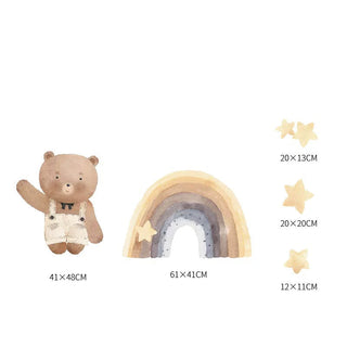 Watercolour Rainbow Bear Kids Room Wall Decal