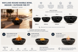 Wayland Round Marble Bowl Indoor Fire Pit – Luxury Matte Fireplace