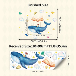 Whale Child Reading Wall Stickers for Kids-GraffitiWallArts