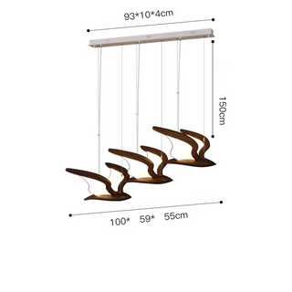 Wooden Bird-Inspired LED Chandelier Light – Artistic Pendant Lighting - GraffitiWallArts.com