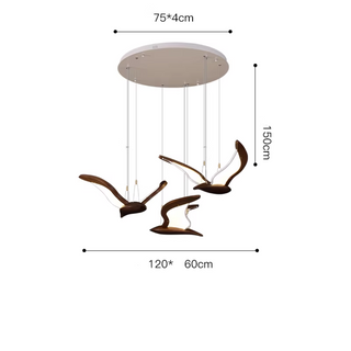 Wooden Bird-Inspired LED Chandelier Light – Artistic Pendant Lighting - GraffitiWallArts.com