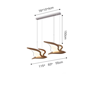 Wooden Bird-Inspired LED Chandelier Light – Artistic Pendant Lighting - GraffitiWallArts.com